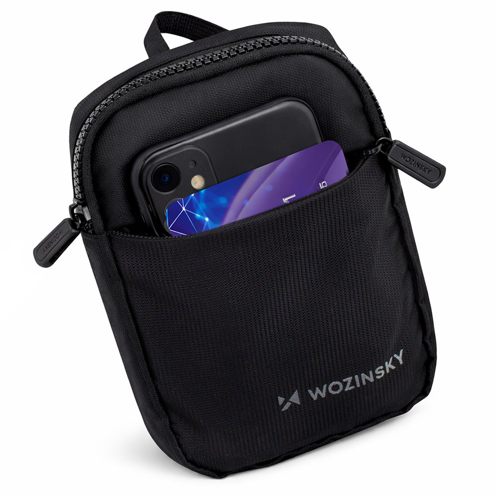 Wozinsky WMS-W1 Unisex Mini skuldertaske Vandtæt dobbelt-kammer til telefon - sort