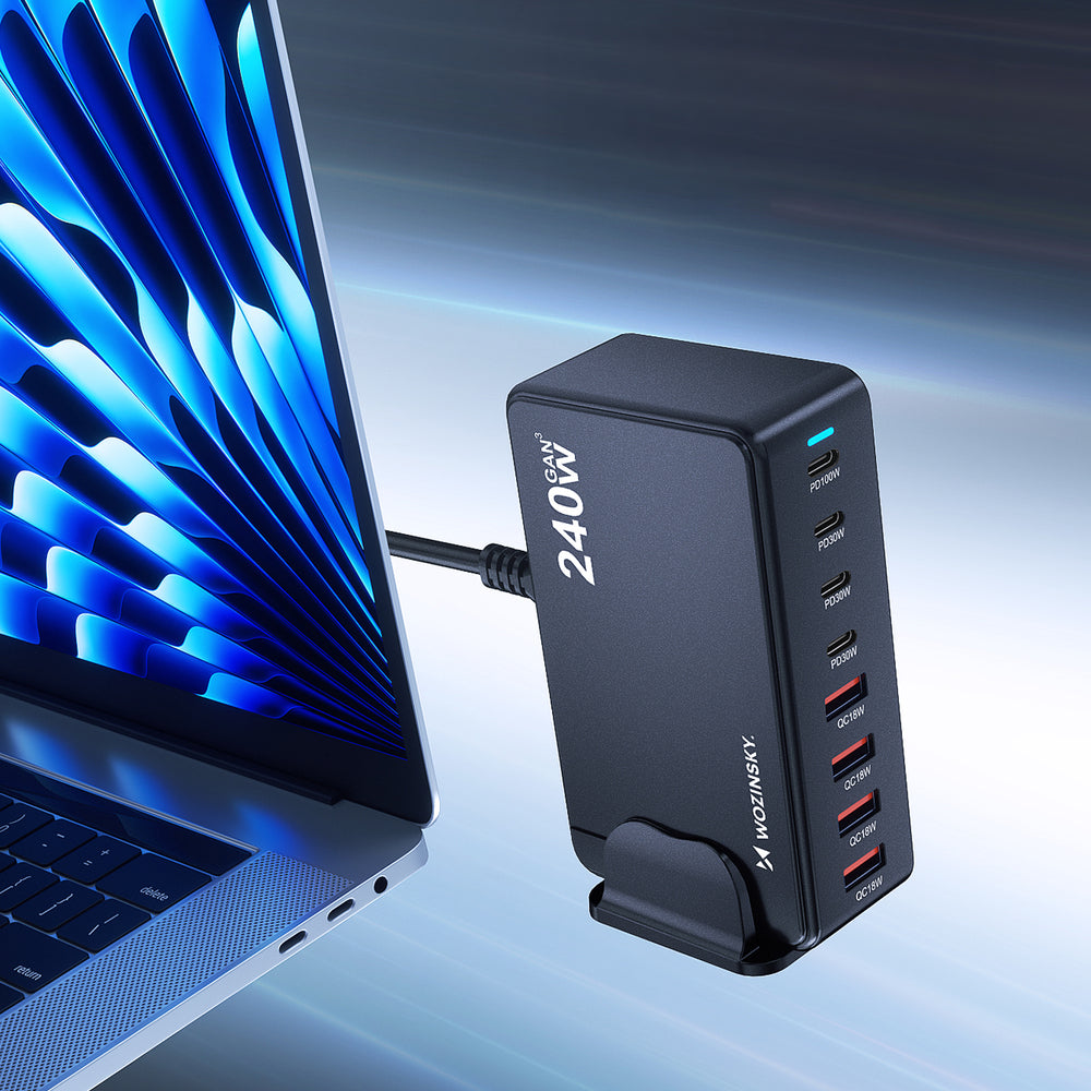 Wozinsky 240W GaN QC3 Ladestation - sort
