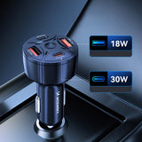 Wozinsky WLS-04 60W Biloplader 2xUSB-C 2xUSB-A - sort