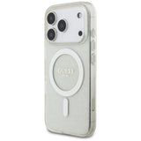 Guess IML Glitter Pearl Strap MagSafe Case for iPhone 17 Pro - Transparent