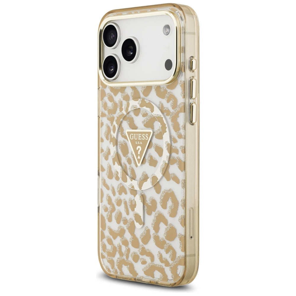Guess Leopard Glitter MagSafe Case for iPhone 17 Pro Max - Brown