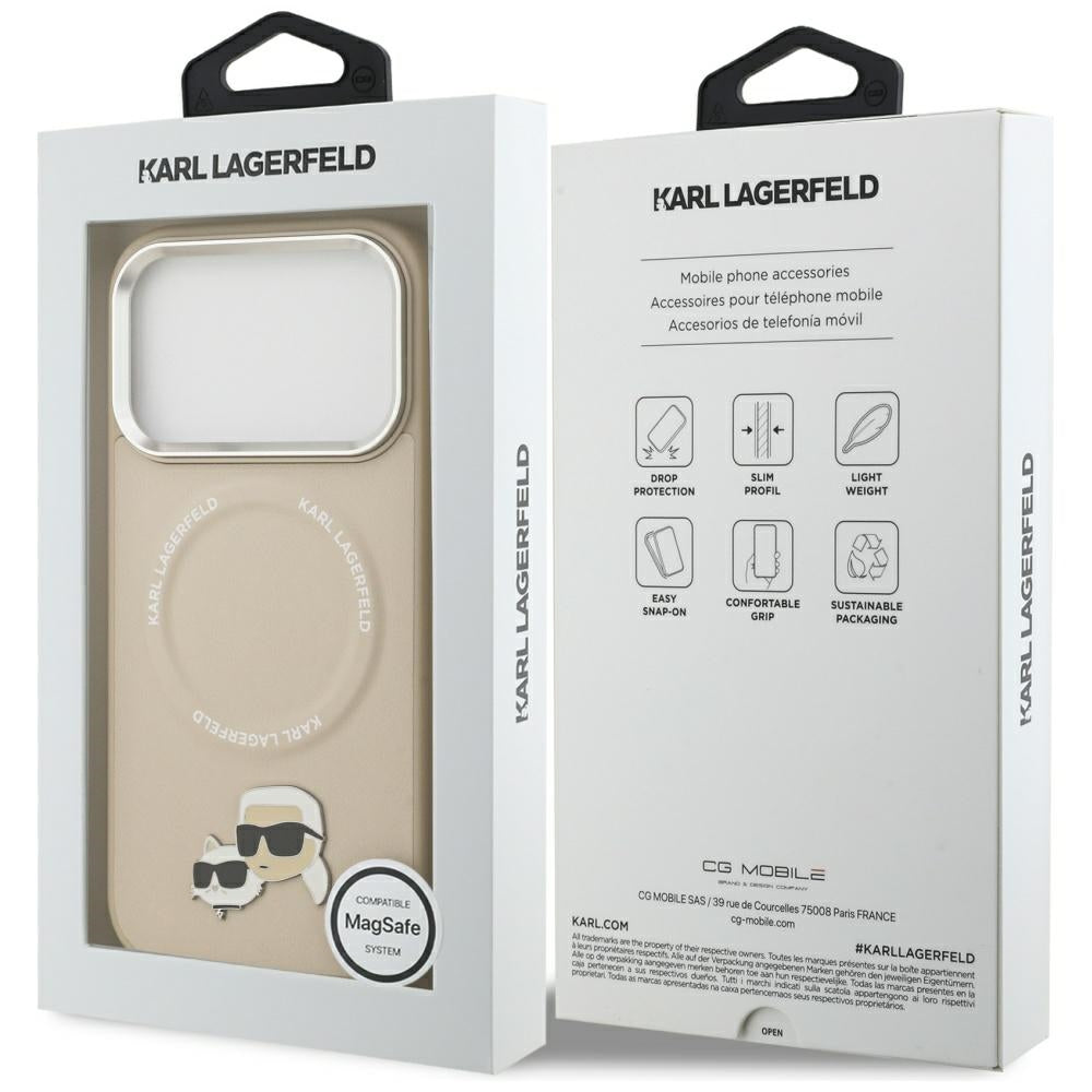 Karl Lagerfeld Karl & Choupette Pins MagSafe Case til iPhone 17 Pro Max - Beige