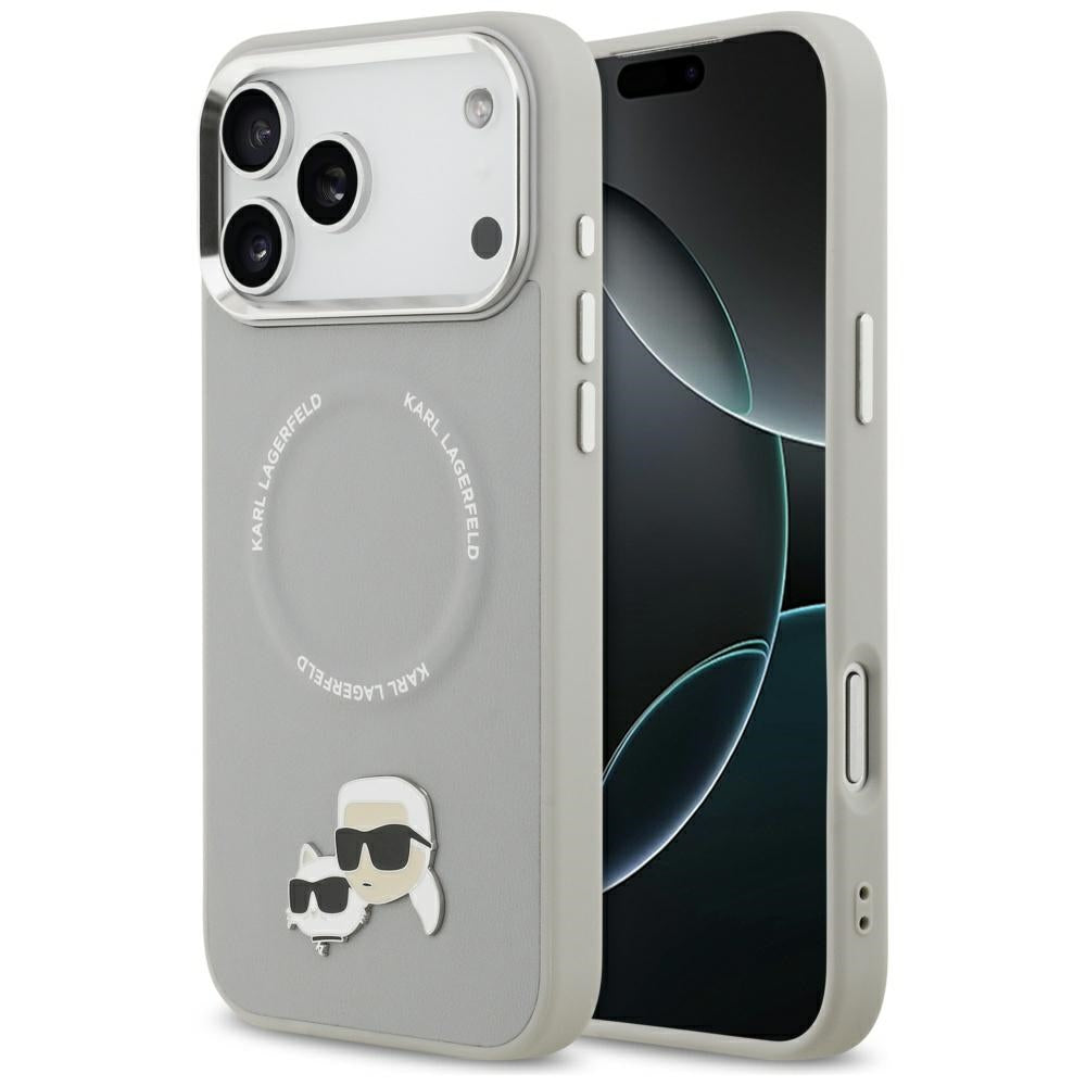 Karl Lagerfeld Karl & Choupette Pins MagSafe Case til iPhone 17 Pro - Grå