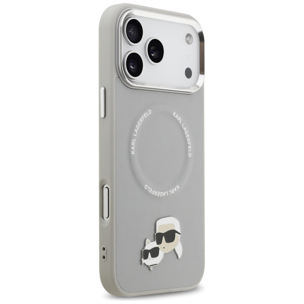 Karl Lagerfeld Karl & Choupette Pins MagSafe Case til iPhone 17 Pro - Grå
