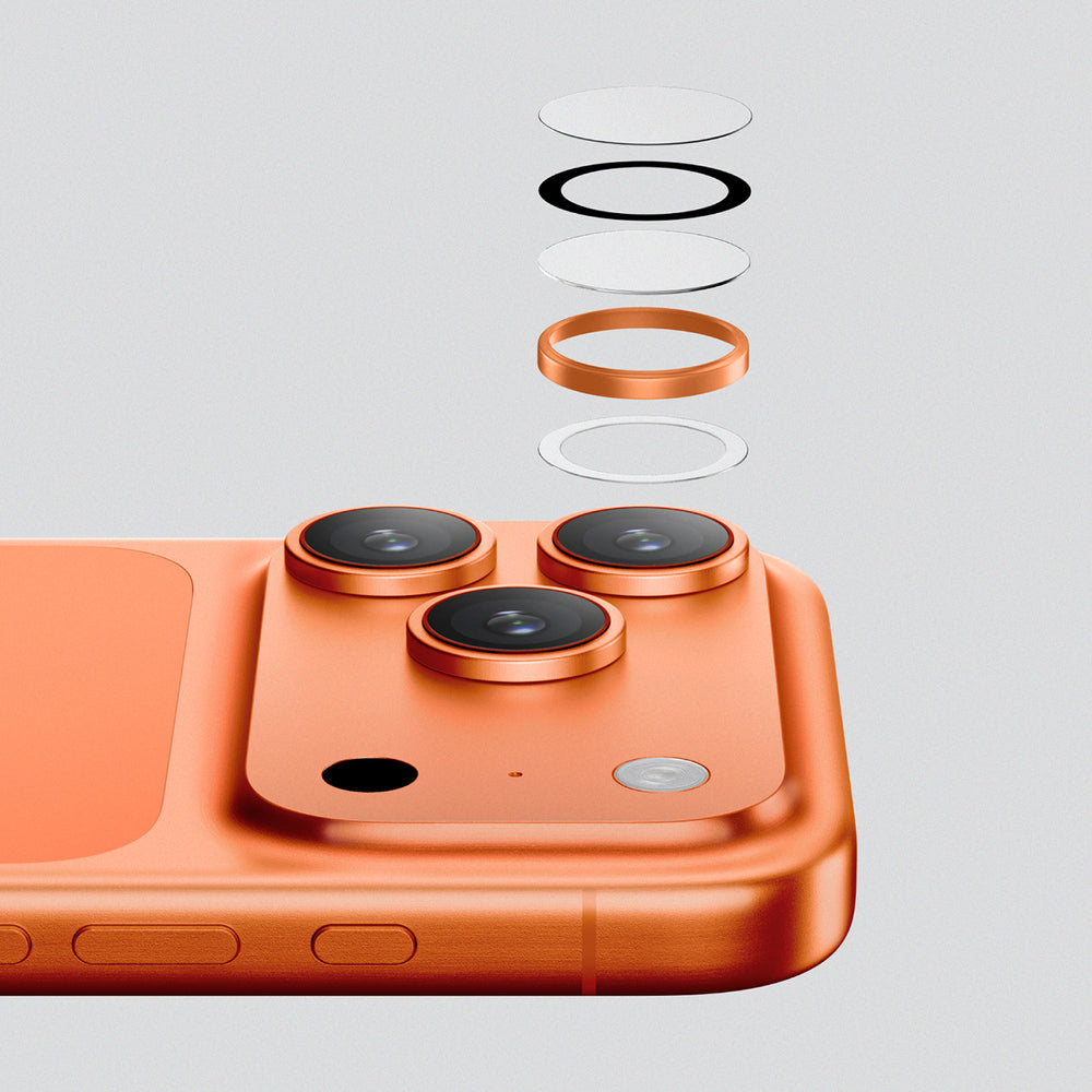 AmazingThing Lens Glass til iPhone 17 Pro / Pro Max - med orange ramme
