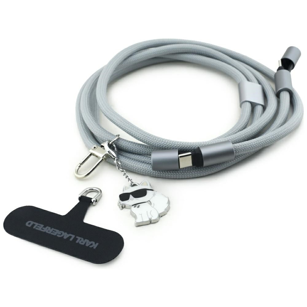 Karl Lagerfeld CBDY Choupette Charm USB-C Kabel / USB-C Lanyard - Grå