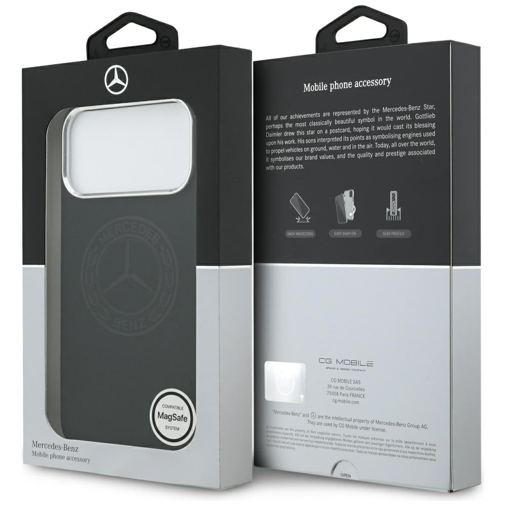Mercedes Silicone Vintage Logo MagSafe Case for iPhone 17 Pro Max - Black