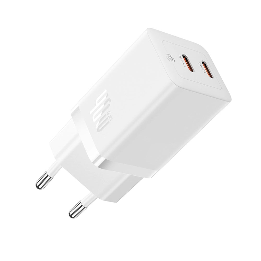 Baseus GaN5 Pro 40W 2xUSB-C vægoplader - hvid