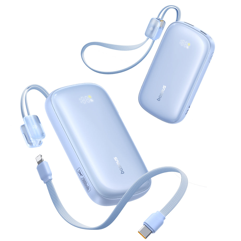 Baseus EnerFill FC21 Qpow 3 Ultra 20000mAh 22.5W Powerbank med display og kabel medtaget - Blå