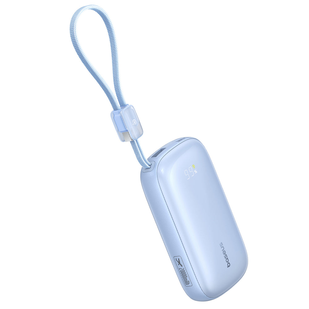 Baseus EnerFill FC21 Qpow 3 Ultra 20000mAh 22.5W Powerbank med display og kabel medtaget - Blå