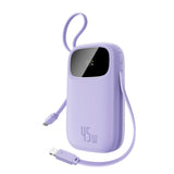 Baseus EnerFill FC31 20000mAh 45W Power Bank med display med USB-C og Lightning Kabler - Purple