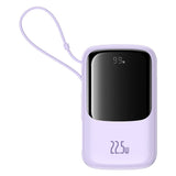 Baseus Qpow Pro+ 10000mAh 22.5W Power Bank med indbygget USB-C-kabel og display - Purple
