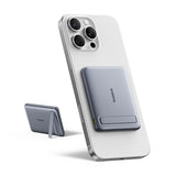 Baseus PicoGo AM31 Qi2 5000mAh 20W Ultra-Thin MagSafe Kompatibel Power Bank med Stativ og Baseus Simple USB-C 20cm Strikkede Kabel - Grå