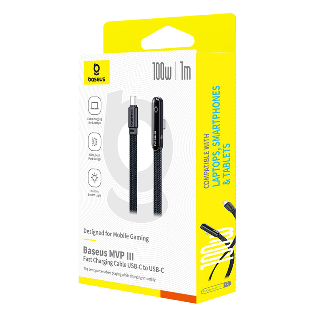 Baseus MVP 3 USB-C - USB-C 100W Cable Angled 1m - Black