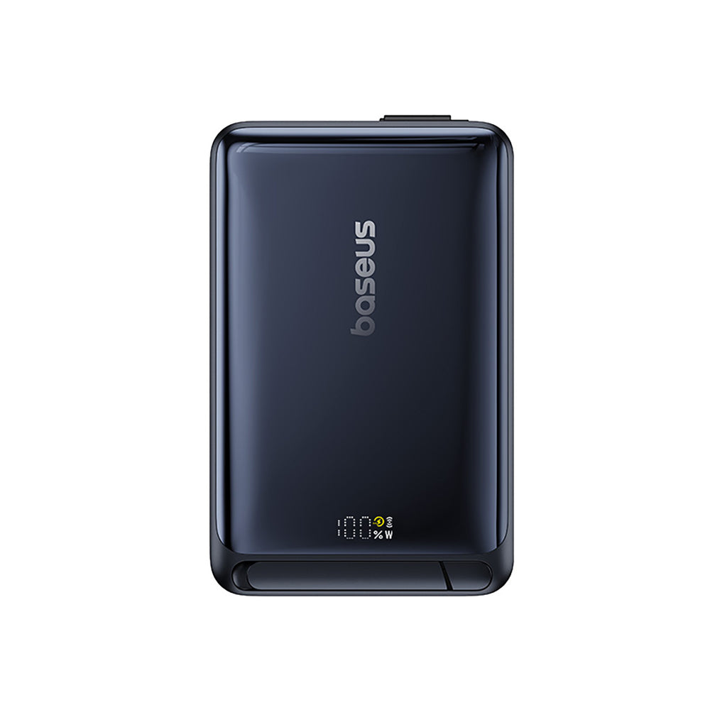 Baseus Nomos 10000mAh 45W Qi2 Power Bank with MagSafe Compatible Stand with Built-in USB-C Cable - Black