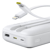 Baseus Lipow 20000mAh 22.5W Powerbank med to indbyggede kabler med ekstra Baseus Simple USB-A - USB-C 3A 20cm kabel - hvid