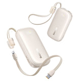 Baseus EnerFill FC21 Qpow 3 Ultra 10000mAh 22.5W Powerbank med tilkoblet kabel lanyard - beige