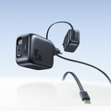 Baseus EnerCore CJ11 45W Wall Charger med USB-C-port og indtrækbart USB-C-kabel - sort