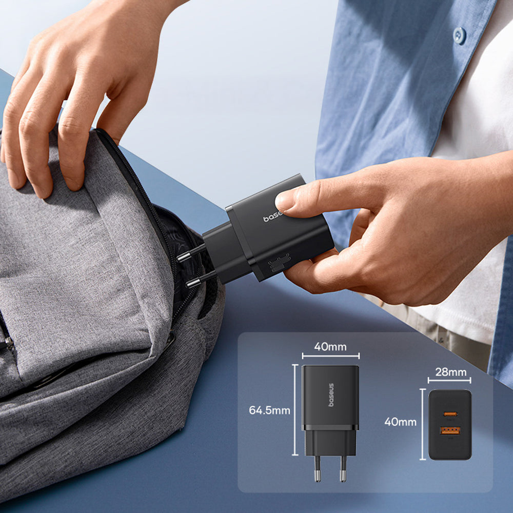 Baseus Cube Pro 30W USB-C USB-A Wall Charger - sort