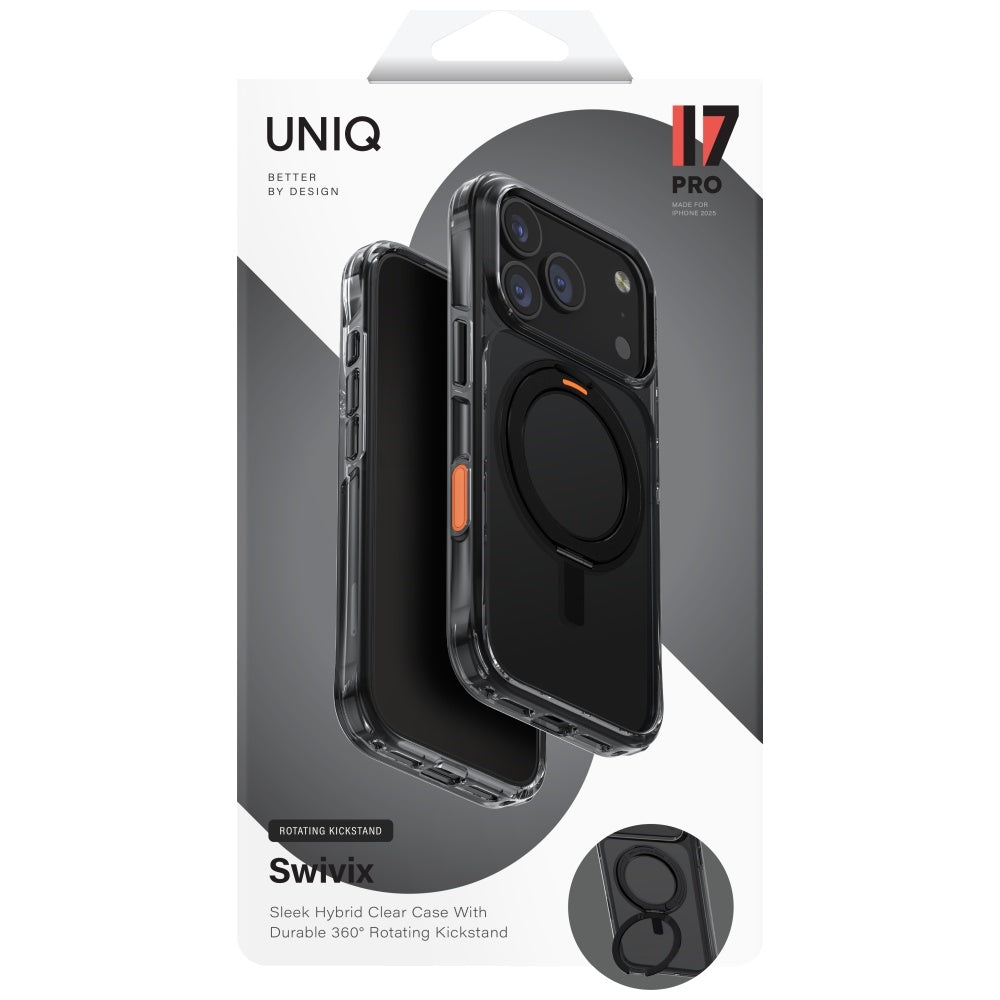 Uniq Swivix Roterende Kickstand 360 Case til iPhone 17 Pro - sort