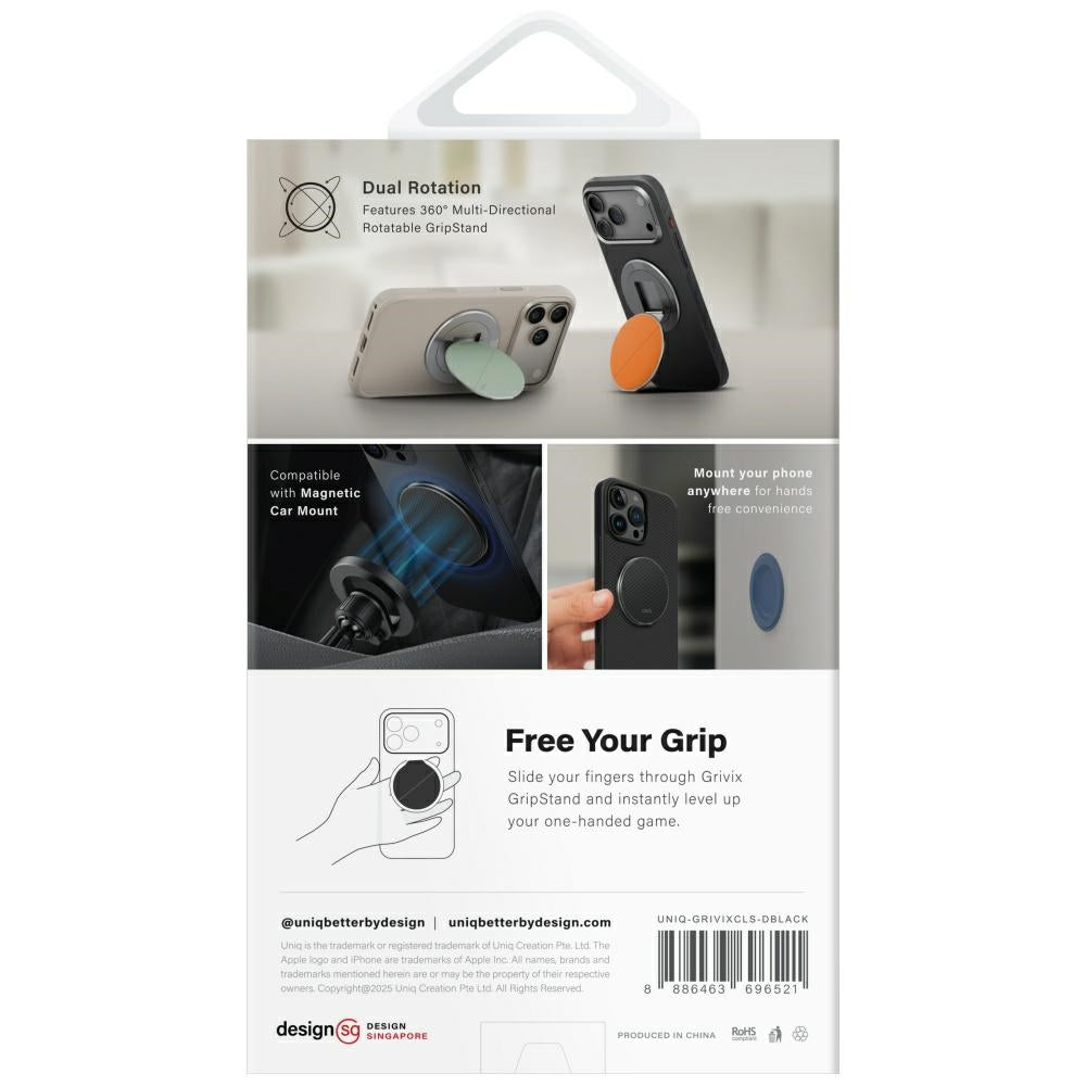 Uniq Grivix Classic 360 Mount&Grip Stand Magnetisk Holder - sort