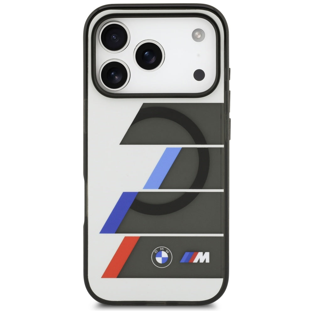 BMW M IML Metal Buttons Tricolor Lines MagSafe Case til iPhone 17 Pro Max - Grå