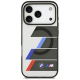 BMW M IML Metal Buttons Tricolor Lines MagSafe Case til iPhone 17 Pro Max - Grå