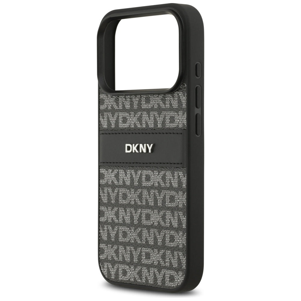 DKNY Repeat Texture Pattern med Tonal Stripe iPhone 17 Pro Case - sort