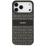 DKNY Repeat Texture Pattern med Tonal Stripe Case til iPhone 17 Pro Max - sort