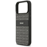 DKNY Repeat Texture Pattern med Tonal Stripe Case til iPhone 17 Pro Max - sort