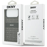 DKNY Repeat Texture Pattern med Tonal Stripe Case til iPhone 17 Pro Max - sort