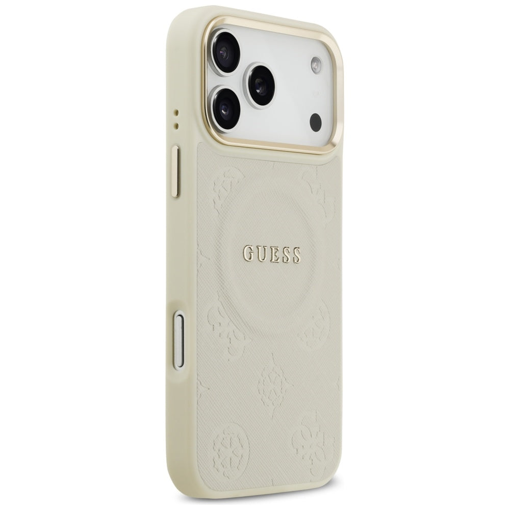 Guess Peony Hot Stamp MagSafe Case til iPhone 17 Pro Max - Beige