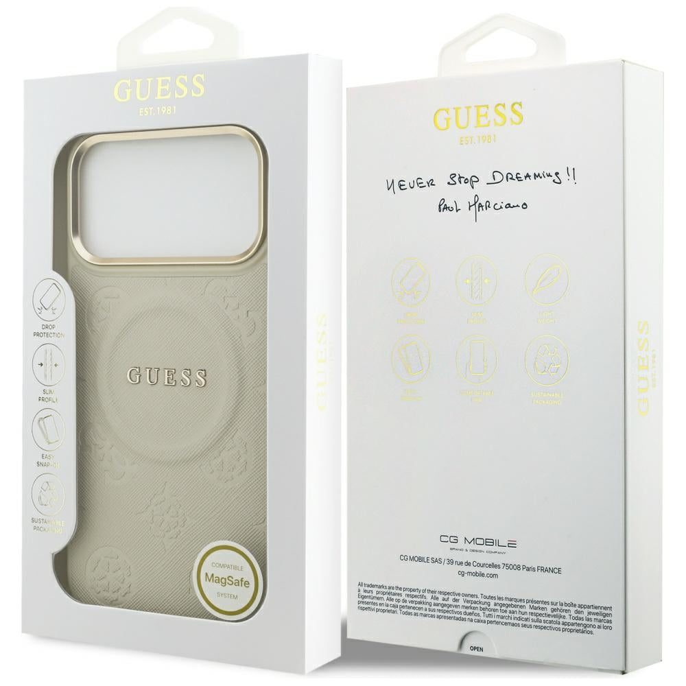Guess Peony Hot Stamp MagSafe Case til iPhone 17 Pro Max - Beige