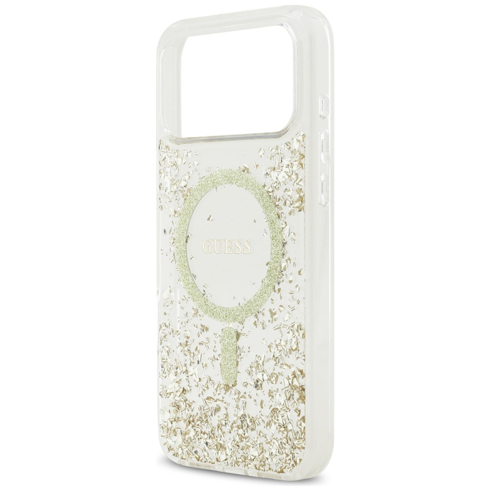 Guess Resin Bottom Glitter MagSafe Case for iPhone 17 Pro Max - Gold