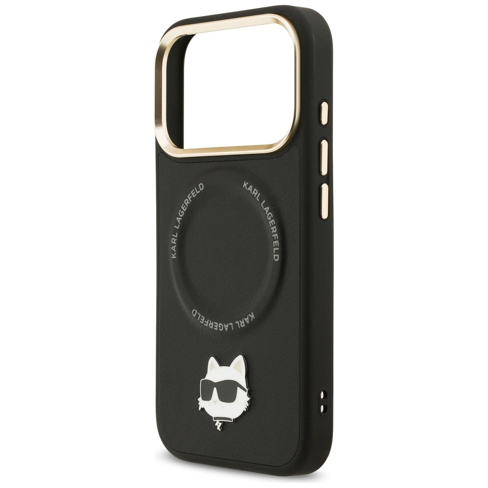 Karl Lagerfeld Big Strap Choupette Metal Logo MagSafe Case for iPhone 17 Pro Max - Black