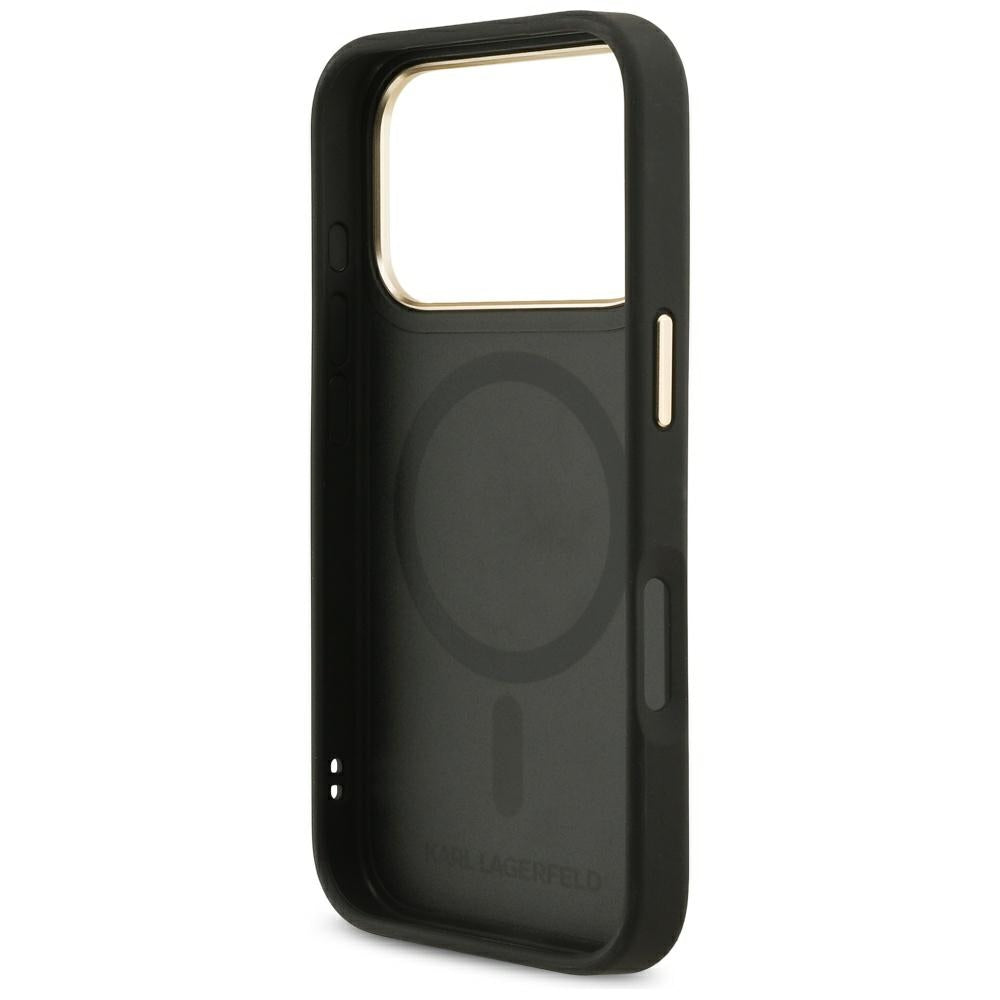 Karl Lagerfeld Big Strap Choupette Metal Logo MagSafe Case for iPhone 17 Pro Max - Black