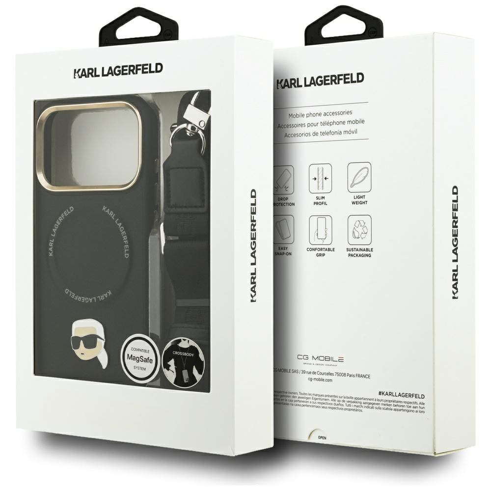 Karl Lagerfeld Big Strap Karl Metal Logo MagSafe Case til iPhone 17 Pro - sort