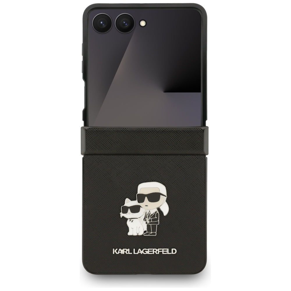 Karl Lagerfeld Saffiano Karl&Choupette Pin Case til Samsung Galaxy Z Flip 7 - sort