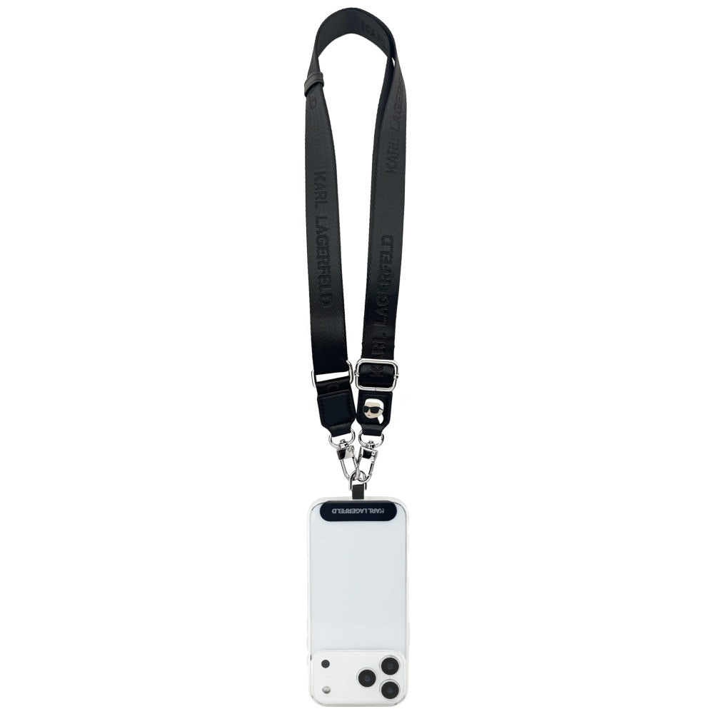 Karl Lagerfeld Universal Strap Tether Patch Karl Metal Logo Telefon Lanyard - sort