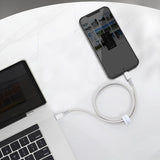 USB-C til Lightning Baseus High Density Braided Cable, 20W, PD, 2m (hvid)
