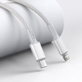 USB-C til Lightning Baseus High Density Braided Cable, 20W, PD, 2m (hvid)