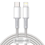 USB-C til Lightning Baseus High Density Braided Cable, 20W, PD, 2m (hvid)