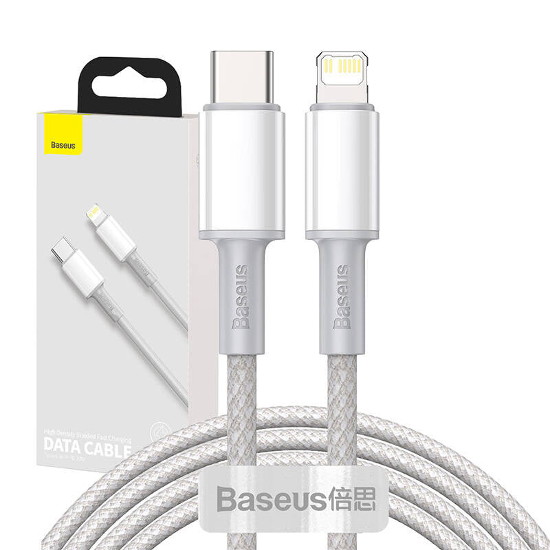 USB-C til Lightning Baseus High Density Braided Cable, 20W, PD, 2m (hvid)