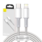 USB-C til Lightning Baseus High Density Braided Cable, 20W, PD, 2m (hvid)