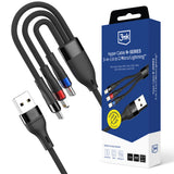 3mk Hyper Cable N-SERIES 3 i 1 USB-A / Lightning / Micro 1.2m 9V/2A 18W - sort