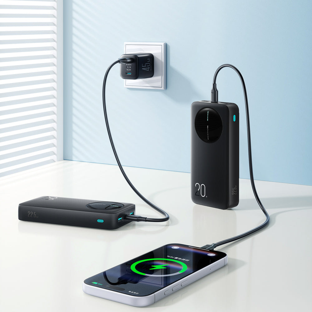 Joyroom JR-PBF14 Pro Powerbank 22.5W 20000mAh med Digital Display 2x USB-A 1x USB-C - sort
