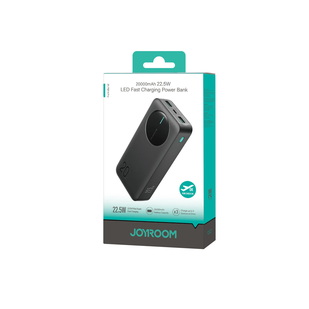 Joyroom JR-PBF14 Pro Powerbank 22.5W 20000mAh med Digital Display 2x USB-A 1x USB-C - sort