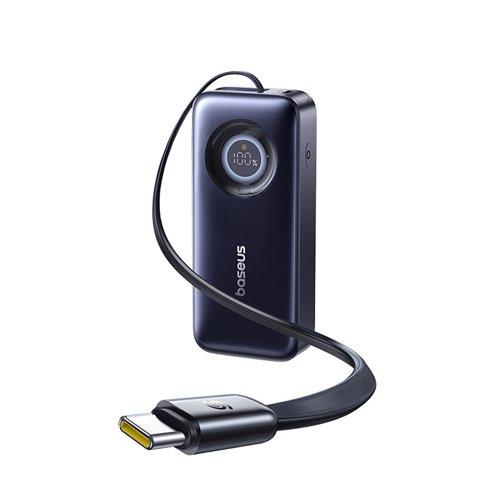 Baseus EnerCore CR11 20000mAh 67W Power Bank with Retractable USB-C Cable - Black