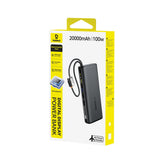 Baseus EnerFill FC41 20000mAh 100W Power Bank with Digital Display and Built-in Dual USB-C Cable - Black