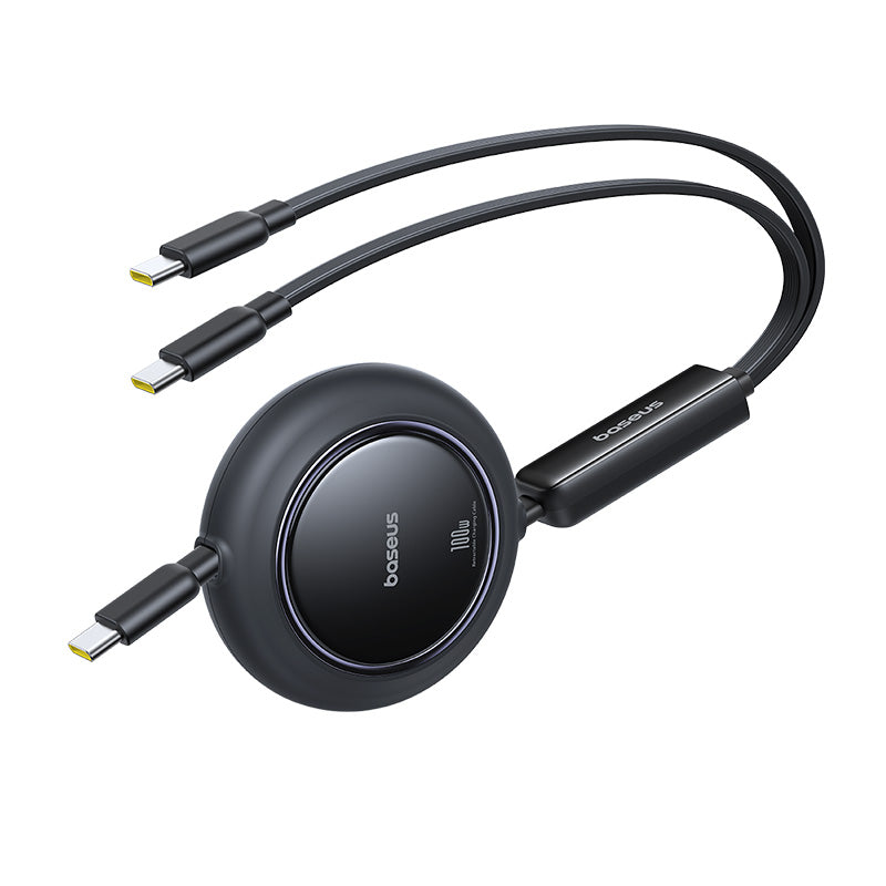 Baseus Free2Pull Mini 100W 3in1 USB-C Retractable Cable - 2xUSB-C 1.2m - sort
